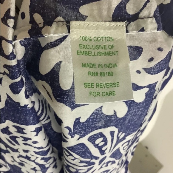 Lilly Pulitzer Sz XS Sarasota Beaded Tunic Top Blue White 100% Cotton Pullon - Picture 6 of 8